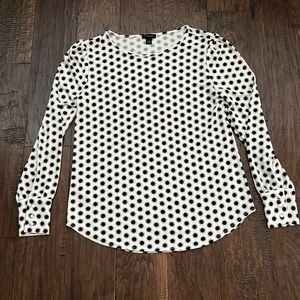 Ann Taylor Factory navy dot long sleeve blouse